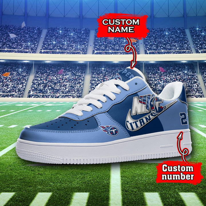 NFL Tennessee Titans Custom Name Number Air Force 1 Sneaker AZBTAF1000149