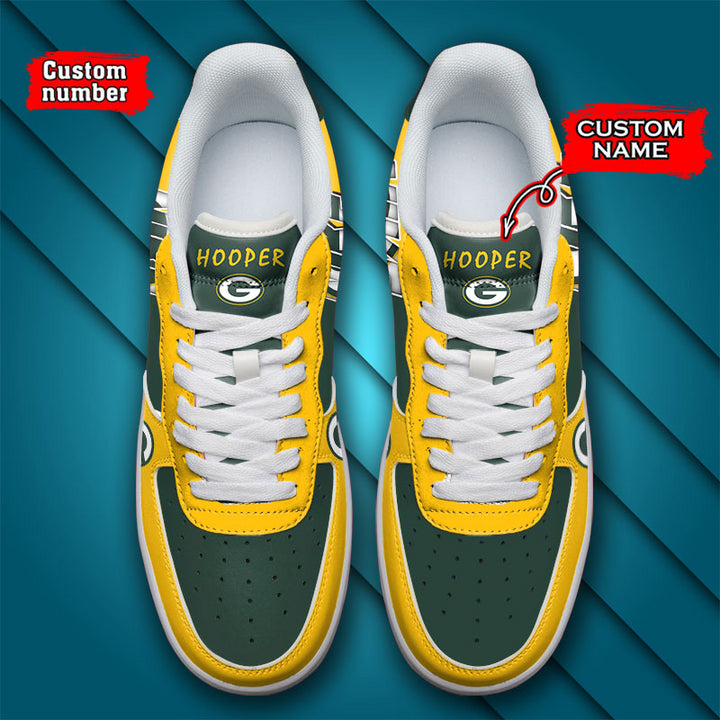 NFL Green Bay Packers Custom Name Number Air Force 1 Sneaker AZBTAF1000089