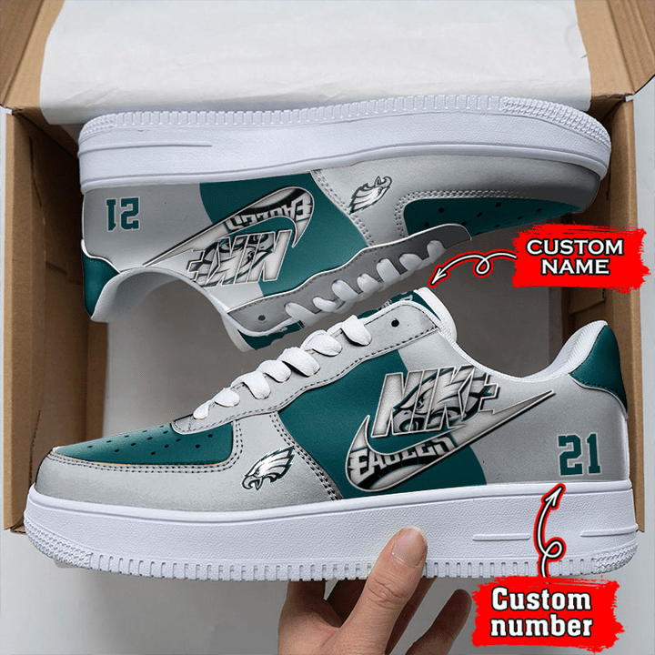 NFL Philadelphia Eagles Custom Name Number Air Force 1 Sneaker AZBTAF1000071