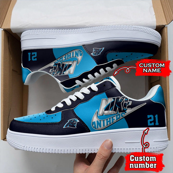 NFL Carolina Panthers Custom Name Number Air Force 1 Sneaker AZBTAF1000097