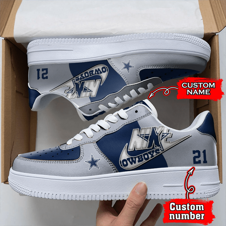 NFL Dallas Cowboys Custom Name Number Air Force 1 Sneaker AZBTAF1000137