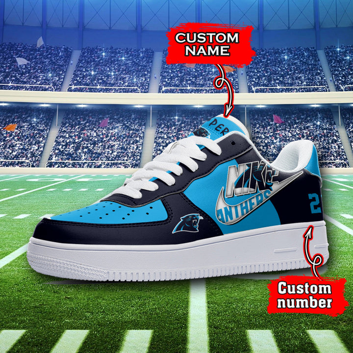 NFL Carolina Panthers Custom Name Number Air Force 1 Sneaker AZBTAF1000097