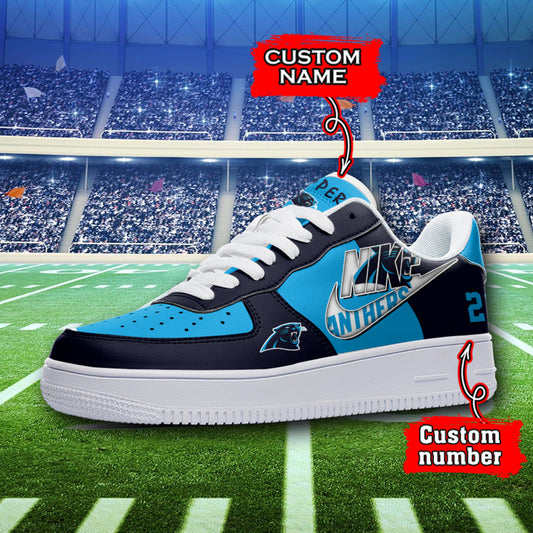 NFL Carolina Panthers Custom Name Number Air Force 1 Sneaker AZBTAF1000097
