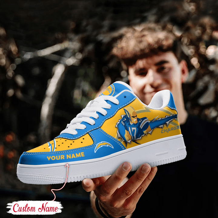 NFL Los Angeles Chargers Custom Name Air Force 1 Sneaker AZBTAF1000074