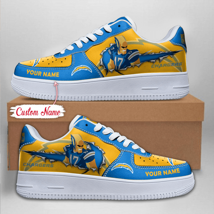 NFL Los Angeles Chargers Custom Name Air Force 1 Sneaker AZBTAF1000074