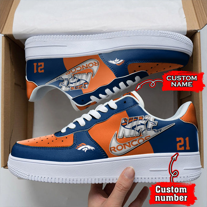 NFL Denver Broncos Custom Name Number Air Force 1 Sneaker AZBTAF1000086