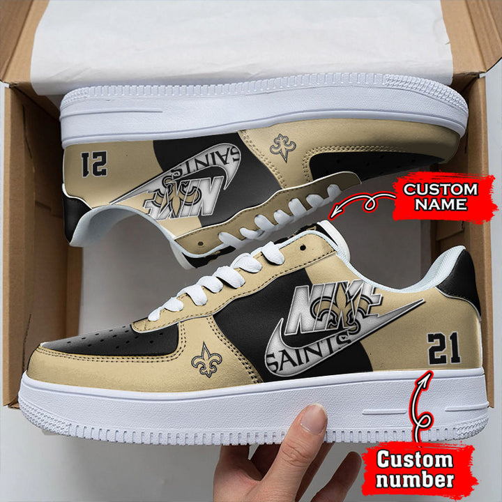 NFL New Orleans Saints Custom Name Number Air Force 1 Sneaker AZBTAF1000146