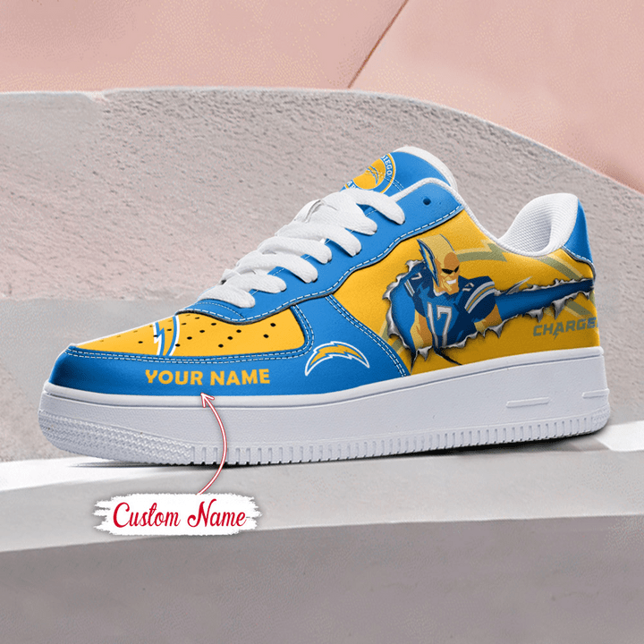 NFL Los Angeles Chargers Custom Name Air Force 1 Sneaker AZBTAF1000074