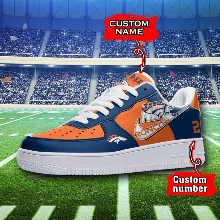 NFL Denver Broncos Custom Name Number Air Force 1 Sneaker AZBTAF1000086