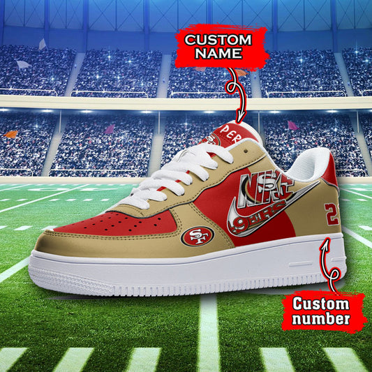 NFL San Francisco 49ers Custom Name Number Air Force 1 Sneaker AZBTAF1000066