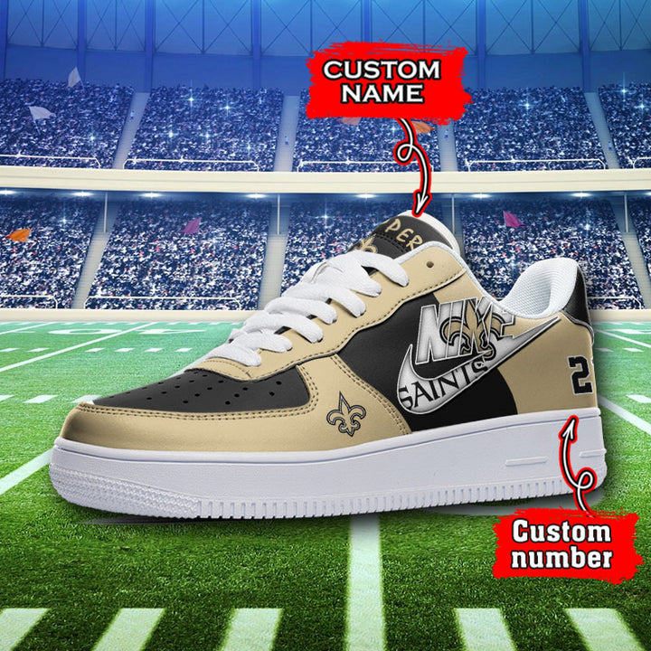 NFL New Orleans Saints Custom Name Number Air Force 1 Sneaker AZBTAF1000146