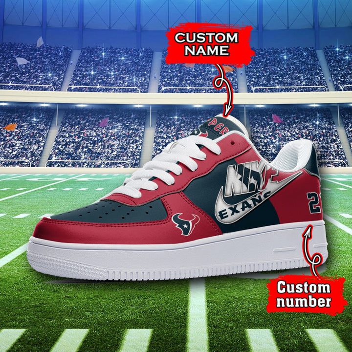 NFL Houston Texans Custom Name Number Air Force 1 Sneaker AZBTAF1000090
