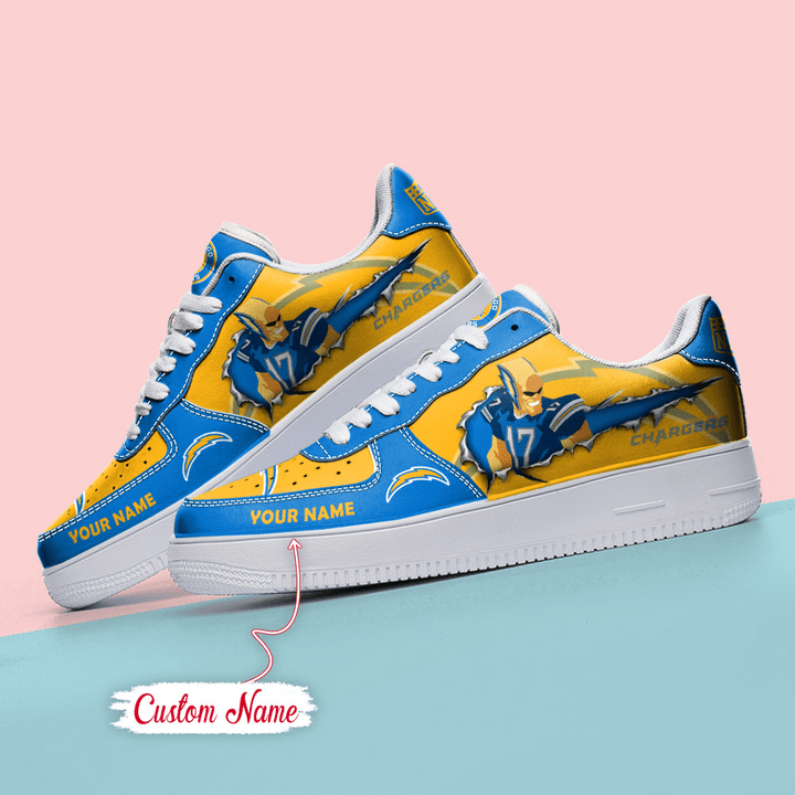 NFL Los Angeles Chargers Custom Name Air Force 1 Sneaker AZBTAF1000074