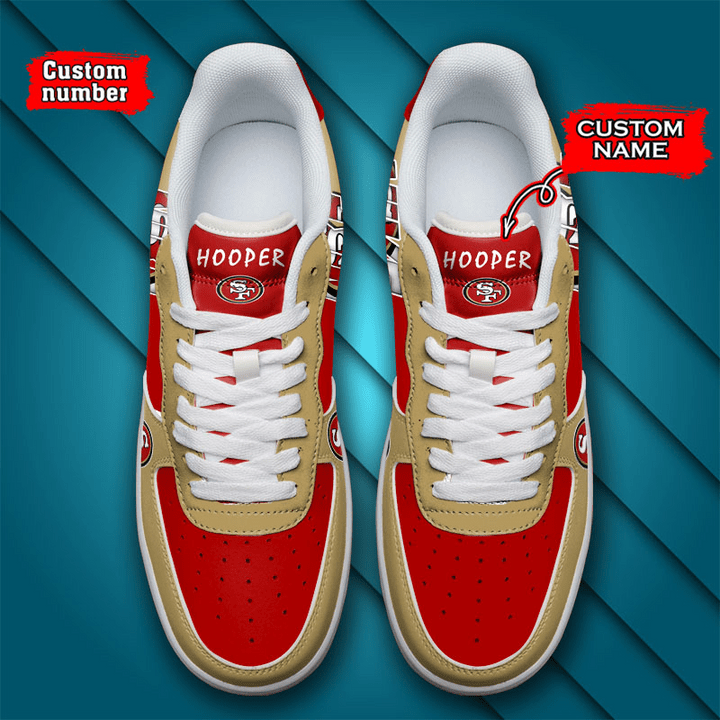 NFL San Francisco 49ers Custom Name Number Air Force 1 Sneaker AZBTAF1000066