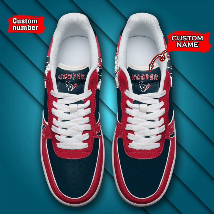 NFL Houston Texans Custom Name Number Air Force 1 Sneaker AZBTAF1000090