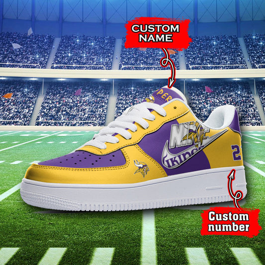 NFL Minnesota Vikings Custom Name Number Air Force 1 Sneaker AZBTAF1000082