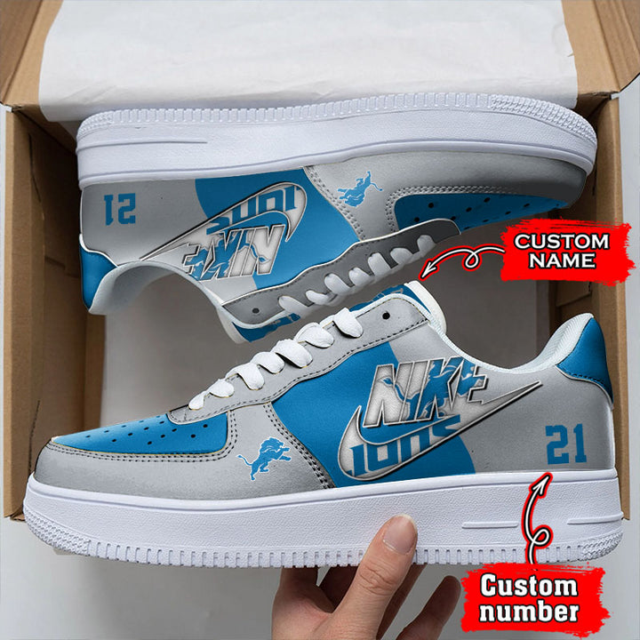 NFL Detroit Lions Custom Name Number Air Force 1 Sneaker AZBTAF1000087
