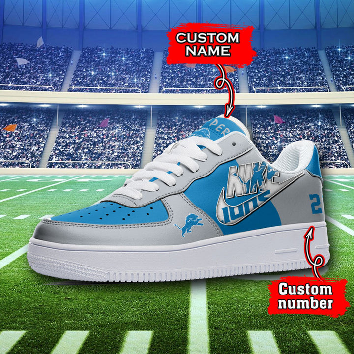 NFL Detroit Lions Custom Name Number Air Force 1 Sneaker AZBTAF1000087