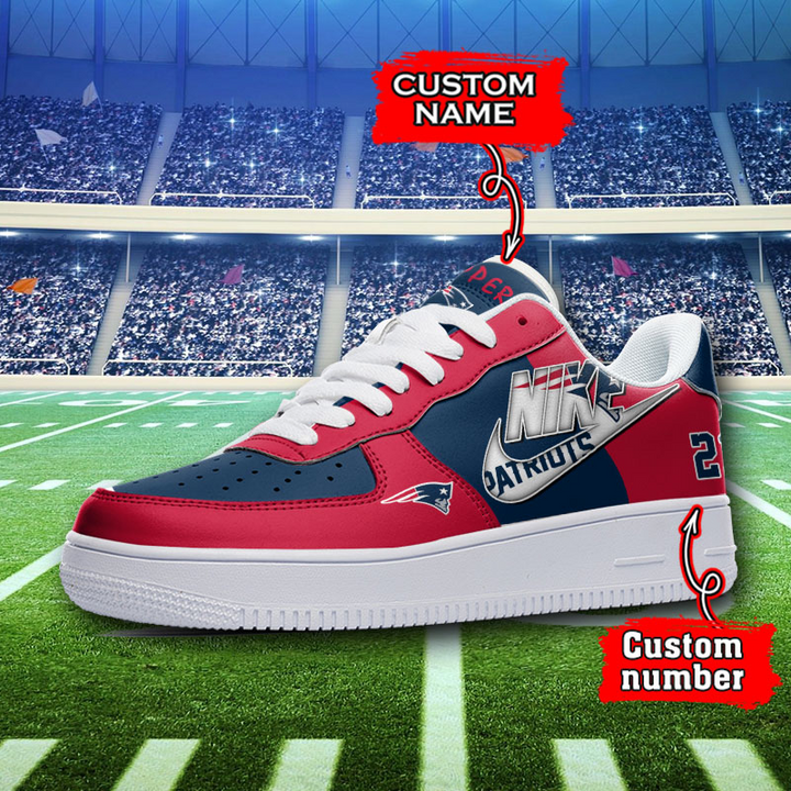 NFL New England Patriots Custom Name Number Air Force 1 Sneaker AZBTAF1000144