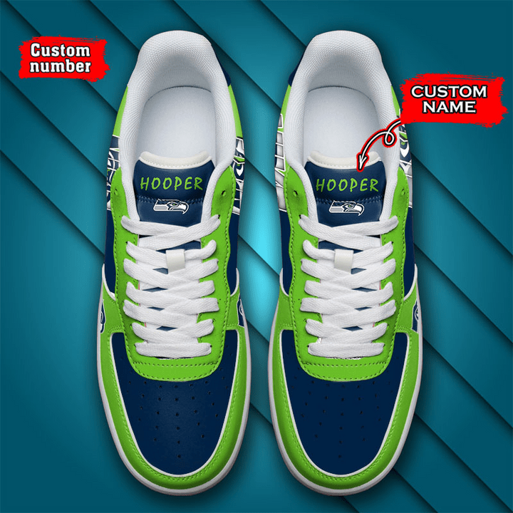 NFL Seattle Seahawks Custom Name Number Air Force 1 Sneaker AZBTAF1000072