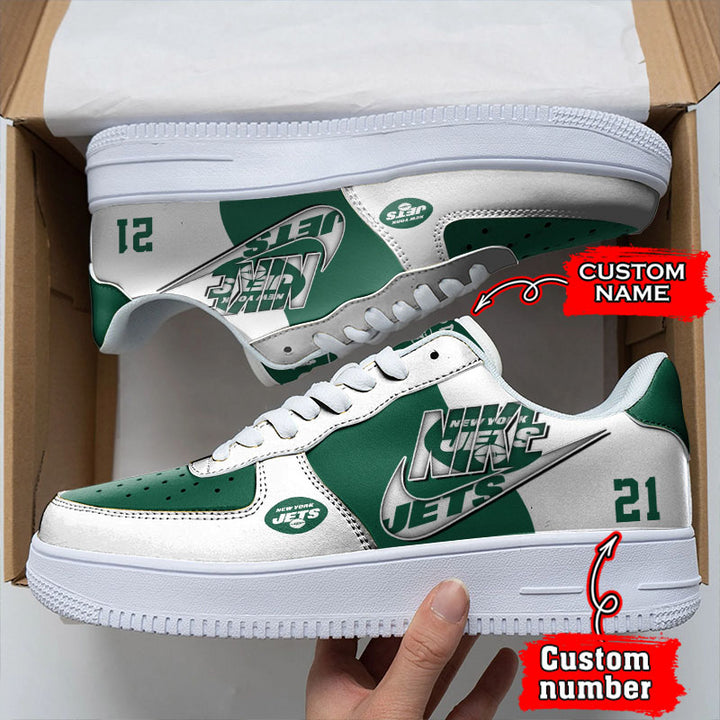 NFL New York Jets Custom Name Number Air Force 1 Sneaker AZBTAF1000062