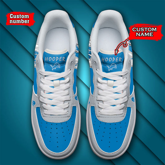 NFL Detroit Lions Custom Name Number Air Force 1 Sneaker AZBTAF1000087