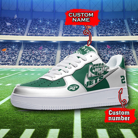 NFL New York Jets Custom Name Number Air Force 1 Sneaker AZBTAF1000062