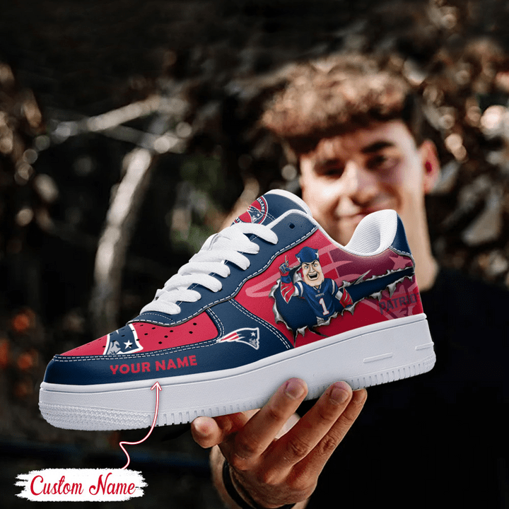 NFL New England Patriots Custom Name Air Force 1 Sneaker AZBTAF1000083