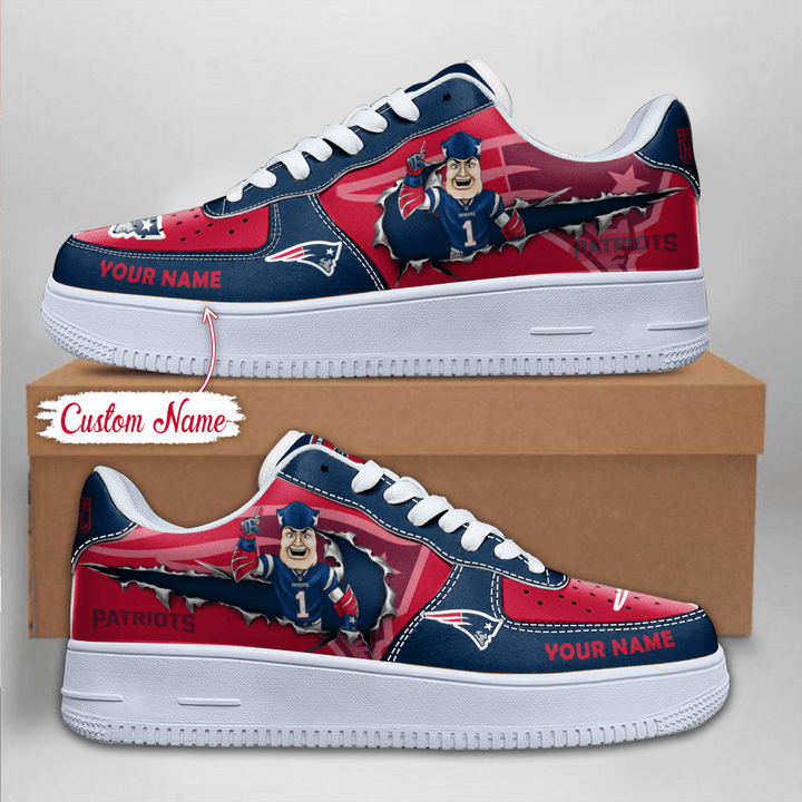 NFL New England Patriots Custom Name Air Force 1 Sneaker AZBTAF1000083