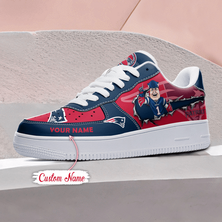 NFL New England Patriots Custom Name Air Force 1 Sneaker AZBTAF1000083