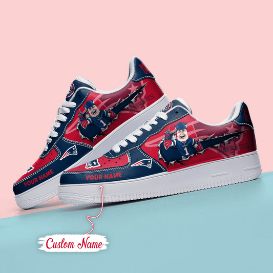 NFL New England Patriots Custom Name Air Force 1 Sneaker AZBTAF1000083