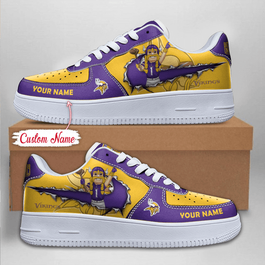 NFL Minnesota Vikings Custom Name Air Force 1 Sneaker AZBTAF1000081