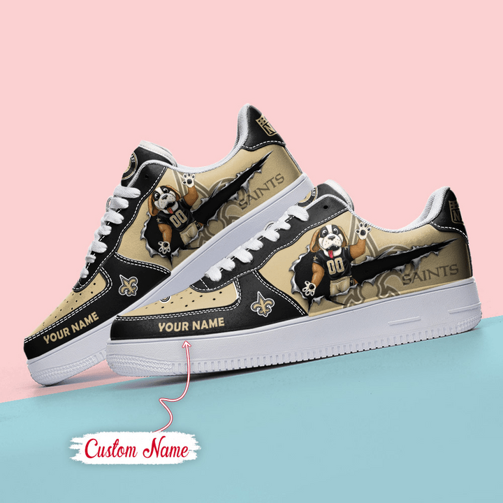 NFL New Orleans Saints Custom Name Air Force 1 Sneaker AZBTAF1000145