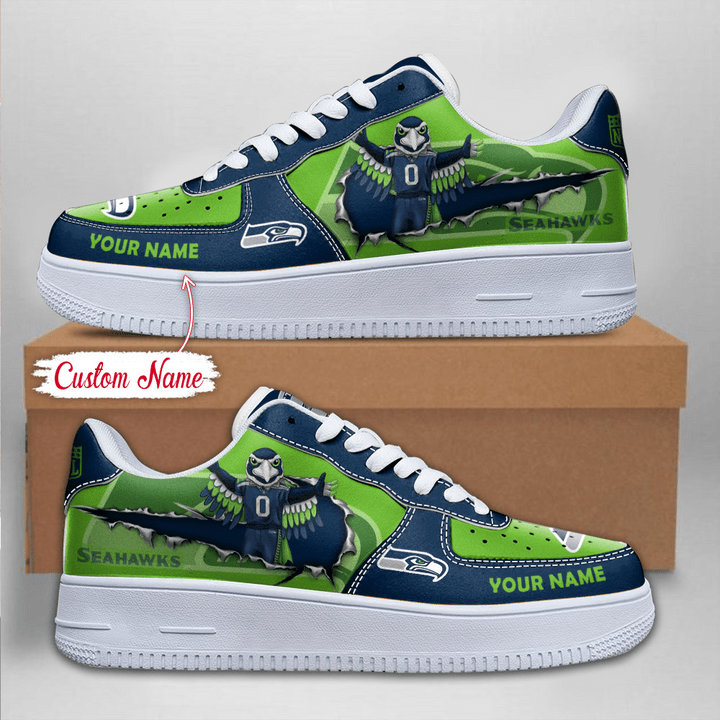 NFL Seattle Seahawks Custom Name Air Force 1 Sneaker AZBTAF1000067