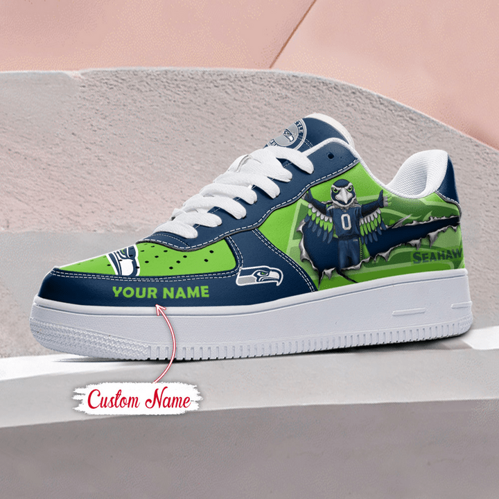 NFL Seattle Seahawks Custom Name Air Force 1 Sneaker AZBTAF1000067