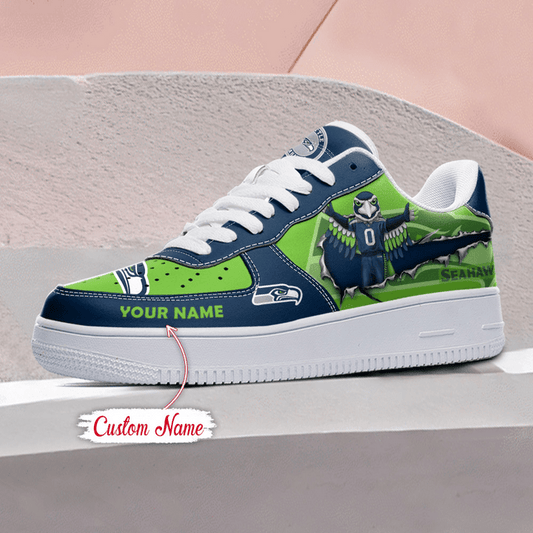 NFL Seattle Seahawks Custom Name Air Force 1 Sneaker AZBTAF1000067