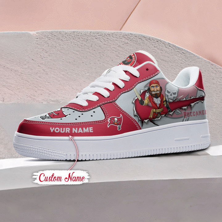NFL Tampa Bay Buccaneers Custom Name Air Force 1 Sneaker AZBTAF1000068