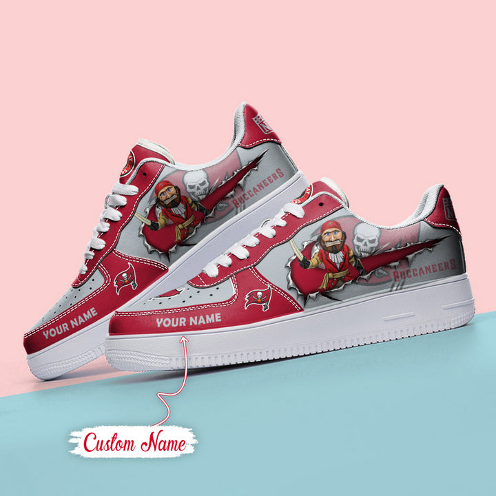 NFL Tampa Bay Buccaneers Custom Name Air Force 1 Sneaker AZBTAF1000068