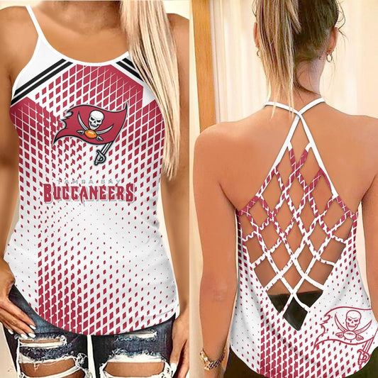 Tampa Bay Buccaneers Leggings And Criss Cross Tank Top BGCCTANK153