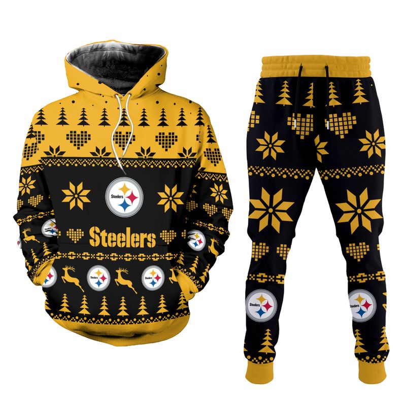 Pittsburgh Steelers Christmas Patterns Hoodie and Joggers