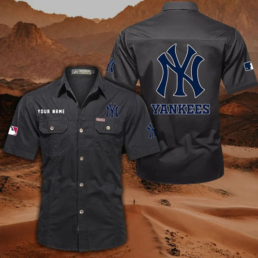 New York Yankees Men’s Short Sleeve Cargo Shirts New 2025 AZBT2DCGS000070