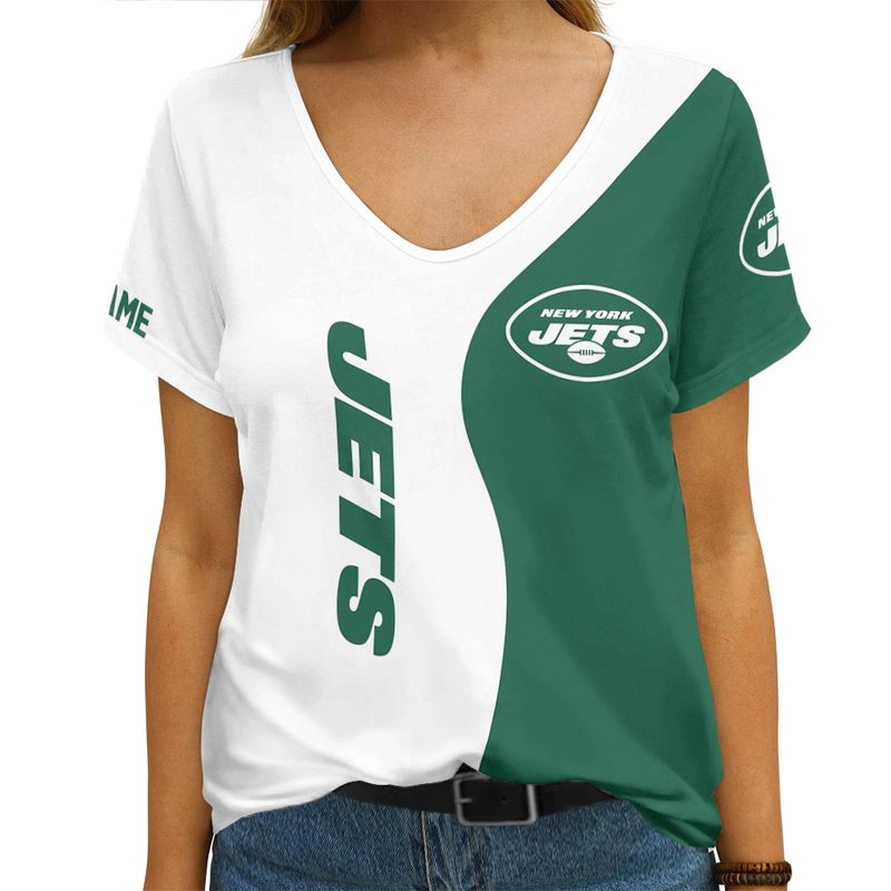 New York Jets Personalized V-neck Women T-shirt