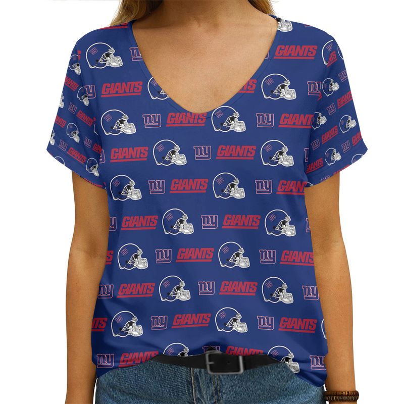 New York Giants V-neck Women T-shirt