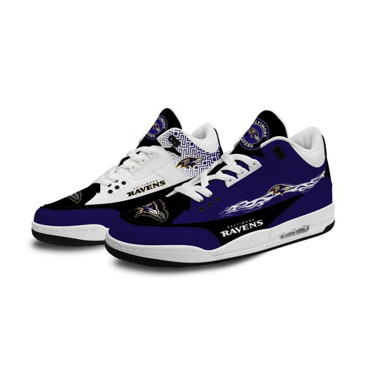 Baltimore Ravens Fire White Genuine Leather JD03 Shoes Men and Women AZBTAJ3000120