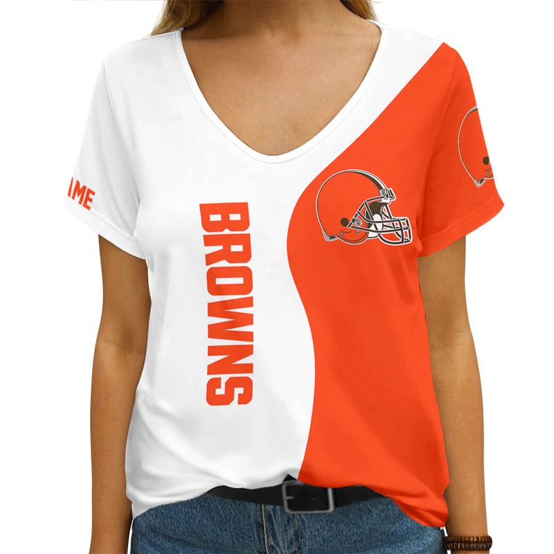 Cleveland Browns Personalized V-neck Women T-shirt