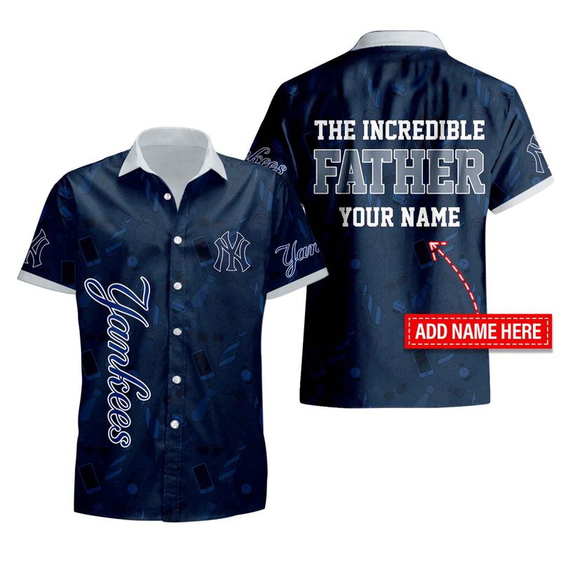 New York Yankees Personalized Button Shirt Father’s Day New AZBTBTS000006