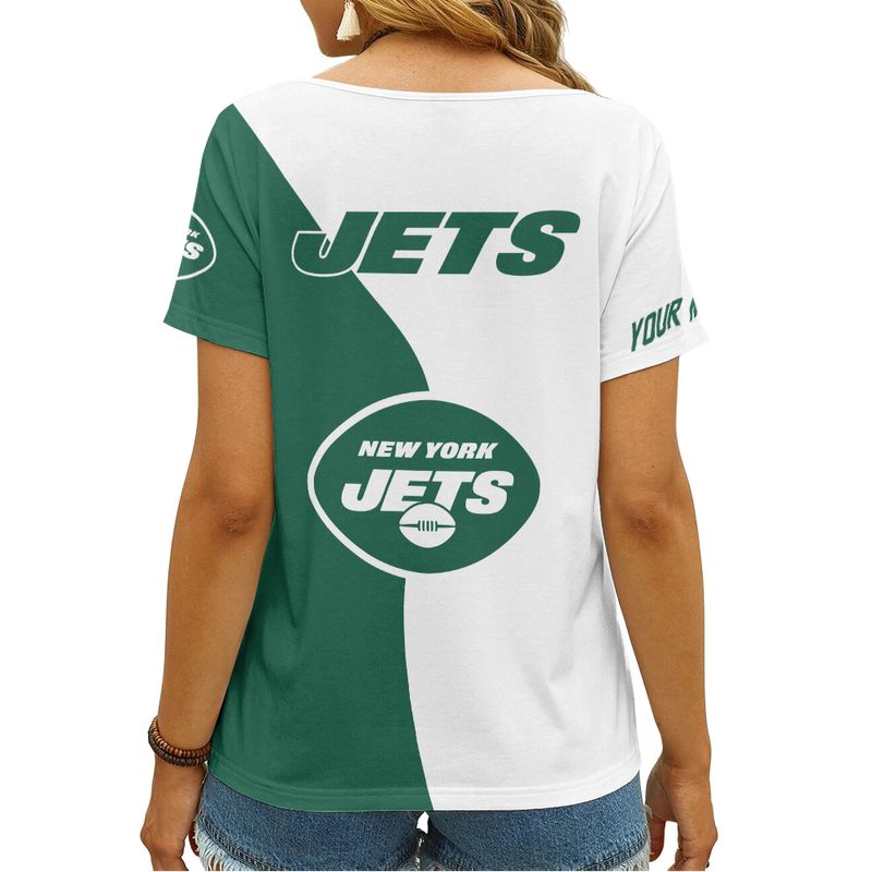 New York Jets Personalized V-neck Women T-shirt