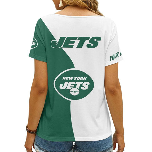 New York Jets Personalized V-neck Women T-shirt