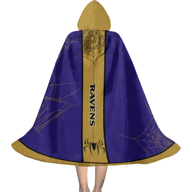 Baltimore Ravens Cowebs Pattern Halloween Limited Edition All-Over Print Halloween Cloak