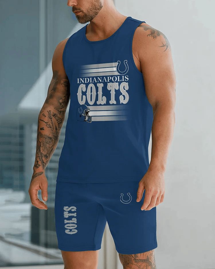 Indianapolis Colts Summer Men Tank Top And Shorts Set BGMTT061